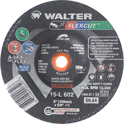 Flexcut Depressed Centre Grinding Wheels, 4-1/2", 60 Grit, Aluminum Oxide, 5/8"-11, 13300 RPM, Type 29 Northern Industrial Supply Inc.