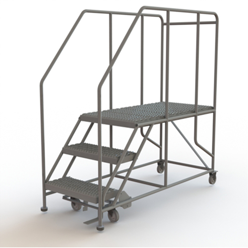 Mobile Work Platform, Steel, 3 Steps, 30" H, 47" D, 24" Step, Serrated Northern Industrial Supply Inc.