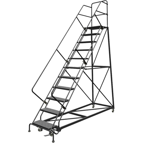 Safety Slope Rolling Ladder, 11 Steps, Perforated, 50° Incline, 110" High Northern Industrial Supply Inc.
