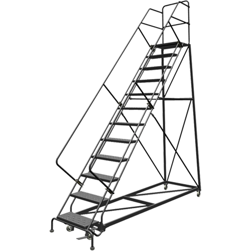Safety Slope Rolling Ladder, 12 Steps, Perforated, 50° Incline, 120" High Northern Industrial Supply Inc.