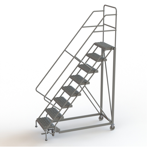 Safety Slope Rolling Ladder, 8 Steps, Serrated, 50° Incline, 80" High Northern Industrial Supply Inc.