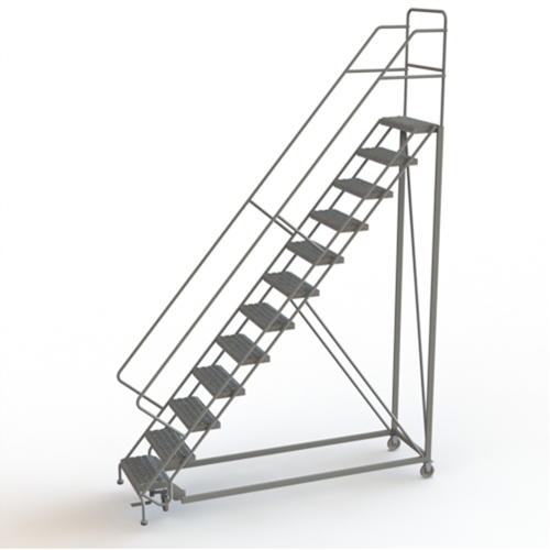 Safety Slope Rolling Ladder, 12 Steps, Serrated, 50° Incline, 120" High Northern Industrial Supply Inc.