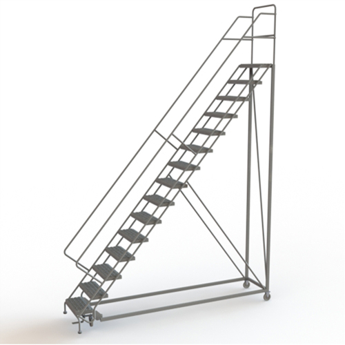 Safety Slope Rolling Ladder, 15 Steps, Serrated, 50° Incline, 150" High Northern Industrial Supply Inc.