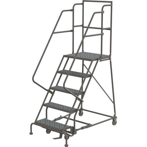 Deep Top Step Rolling Ladder, 5 Steps, 16" Step Width, 50" Platform Height, Steel Northern Industrial Supply Inc.
