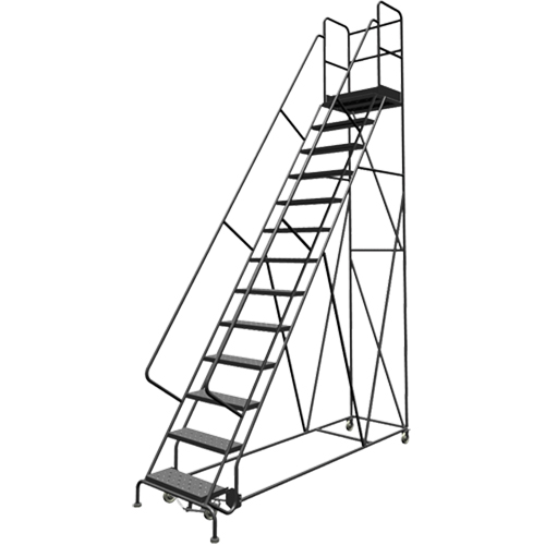 Escabeaux roulants &agrave; dessus profond, 13 marches, Largeur de la marche 24", Hauteur de la plateforme 130", Acier Northern Industrial Supply Inc.
