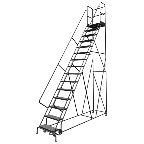 Deep Top Step Rolling Ladder, 16 Steps, 24" Step Width, 160" Platform Height, Steel Northern Industrial Supply Inc.