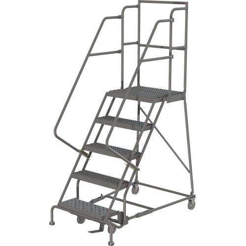 Escabeaux roulants &agrave; dessus profond, 5 marches, Largeur de la marche 16", Hauteur de la plateforme 50", Acier Northern Industrial Supply Inc.