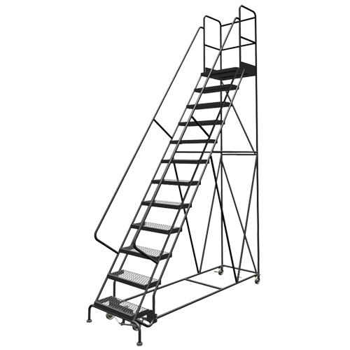 Deep Top Step Rolling Ladder, 9 Steps, 24" Step Width, 90" Platform Height, Steel Northern Industrial Supply Inc.