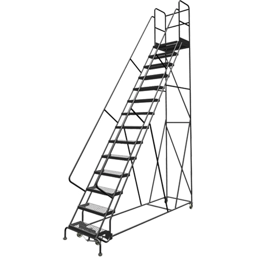 Deep Top Step Rolling Ladder, 14 Steps, 24" Step Width, 140" Platform Height, Steel Northern Industrial Supply Inc.