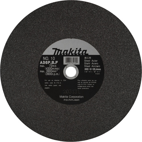 Metal Cutting Wheels, 14" x 1/8", 1" Arbor, Aluminum Oxide, 3900 RPM Northern Industrial Supply Inc.