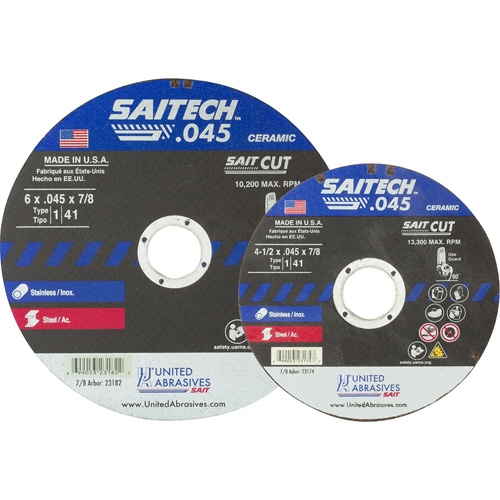 Cut-Off Wheel, 14-1/2" x 0.045", 5/8" Arbor, Type 1, Aluminum Oxide/Ceramic, 13300 RPM Northern Industrial Supply Inc.
