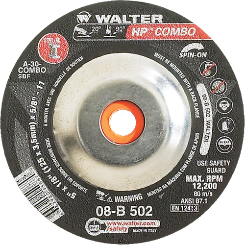 HP Combo Spin-On Combination Wheel, 5" x 1/8", 5/8"-11 Arbor, Type 27S Northern Industrial Supply Inc.