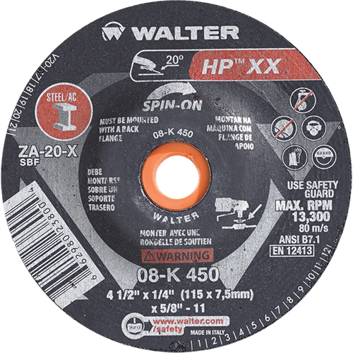 Double-X Depressed Centre Grinding Wheel, 4-1/2" x 1/4", 5/8"-11 Arbor, Type 27S Northern Industrial Supply Inc.
