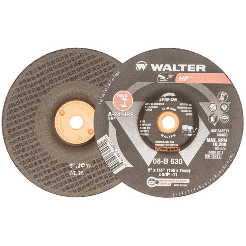 Disque de meulage et tronçonnage HP, 6" x 1/4", Arbre 5/8"-11, Oxyde d'aluminium, Type 27 Northern Industrial Supply Inc.