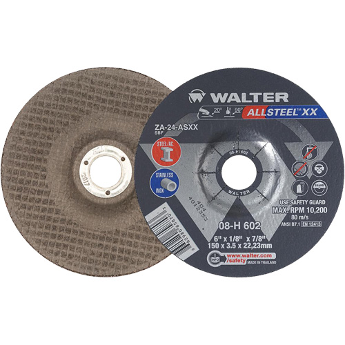 Depressed Centre Grinding Wheels - ALLSTEEL XX, 6" x 1/8", 7/8" Arbor, Type 27, Zirconia Alumina, 10200 RPM Northern Industrial Supply Inc.