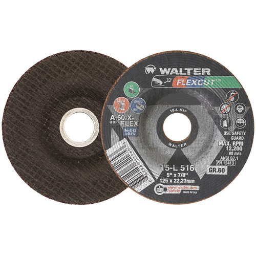 Meule FLEXCUT, 5", 60 Grain, Oxyde d'aluminium, 7/8", 12 200 Tr/min, Type 29 Northern Industrial Supply Inc.