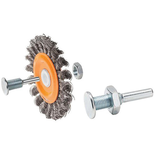 Reversible Mounted Knot-Twisted Wire Wheel, 3" Dia., 0.0118" Fill, 1/2" Arbor, Steel Northern Industrial Supply Inc.