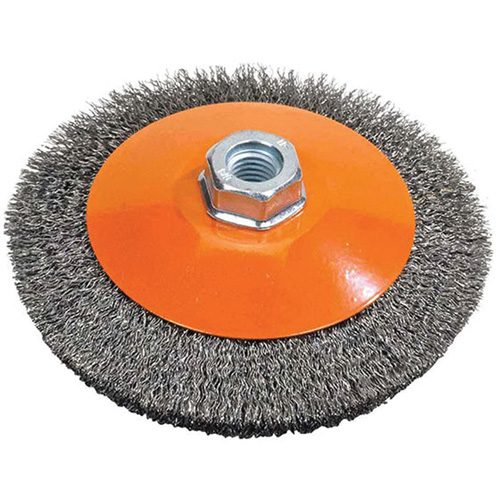 Saucer Crimped Wire Wheel, 4" Dia., 0.012" Fill, 5/8"-11 Arbor Northern Industrial Supply Inc.