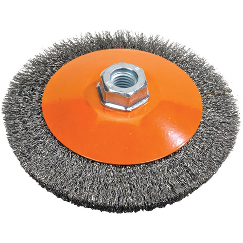 Saucer Crimped Wire Wheel, 5" Dia., 0.012" Fill, 5/8"-11 Arbor Northern Industrial Supply Inc.