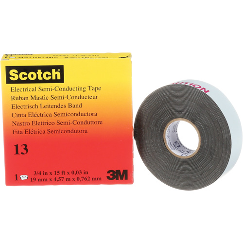 Scotch&reg; Electrical Semi-Conducting Tape, 19 mm (3/4") x 4.6 m (15'), Black, 30 mils Northern Industrial Supply Inc.