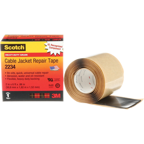 Ruban de r&eacute;paration de gaines pour c&acirc;bles Scotch, 51 mm (2") x 1,8 m (6'), Noir, 60 mils Northern Industrial Supply Inc.