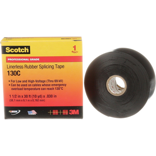 Scotch&reg; Linerless Rubber Splicing Tape, 38 mm (1-1/2") " W, 9 m (30') " L Northern Industrial Supply Inc.