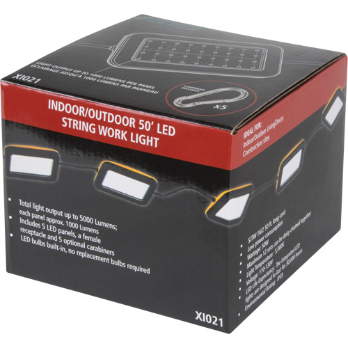 LED String Work Lights, 5 Lights, 50' L, Plastic Housing Northern Industrial Supply Inc.