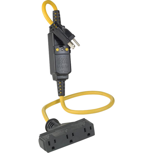 Triple-Tap Inline GCFI Extension Cord & Connector, 120 V, 15 Amps, 3' Cord Northern Industrial Supply Inc.