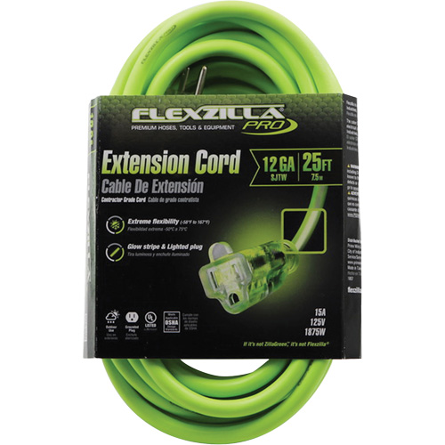 Flexzilla&reg; Pro Industrial Extension Cord, All-Weather, SJTW, 12/3 AWG, 15 A, 25' Northern Industrial Supply Inc.