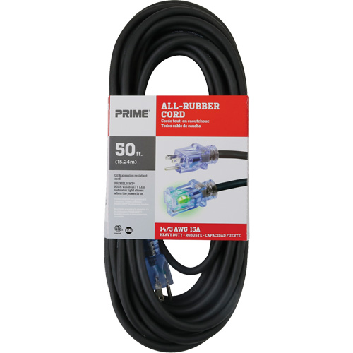 Cordon rallonge All-Rubber, Ext&eacute;rieur, SJOOW, AWG 14/3, 15 A, 50' Northern Industrial Supply Inc.