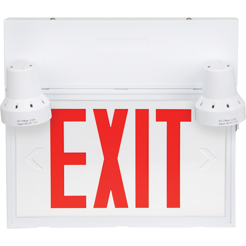 Enseigne de sortie avec &eacute;clairage de s&eacute;curit&eacute;, DEL, &agrave; piles/&agrave; raccordement fixe, 12-1/10" lo x 11" la, Anglais Northern Industrial Supply Inc.