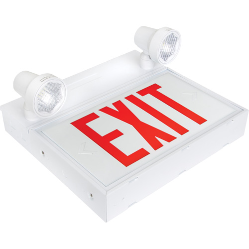 Enseigne de sortie avec &eacute;clairage de s&eacute;curit&eacute;, DEL, &agrave; piles/&agrave; raccordement fixe, 12-1/10" lo x 11" la, Anglais Northern Industrial Supply Inc.
