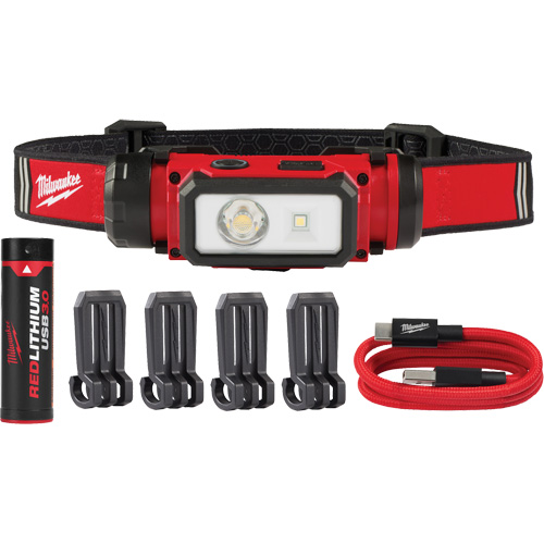 Lampe frontale pour casque de s&eacute;curit&eacute; USB REDLITHIUM, DEL, 600 lumens, 5 hres de fonctionnement, piles Rechargeable Northern Industrial Supply Inc.