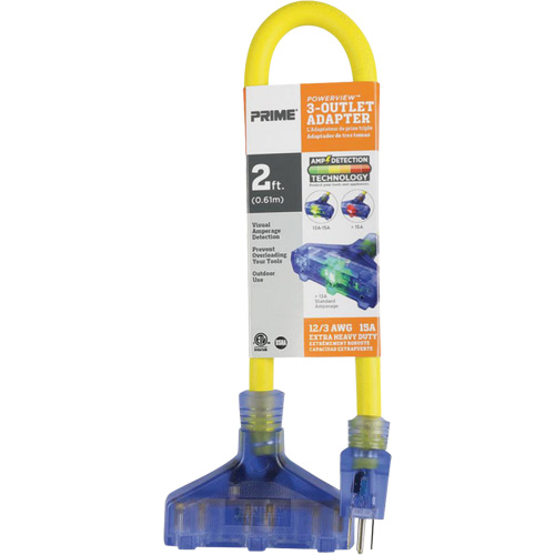 Adaptateur avec d&eacute;tection visuelle de lamp&eacute;rage, Ext&eacute;rieur, AWG 12/3, 15 A, 3 prise(s), 2' Northern Industrial Supply Inc.