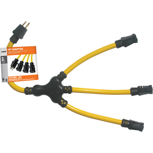 "W" Adapter, Outdoor, STW, 12/3 AWG, 15 A, 3 Outlet(s), 2' Northern Industrial Supply Inc.