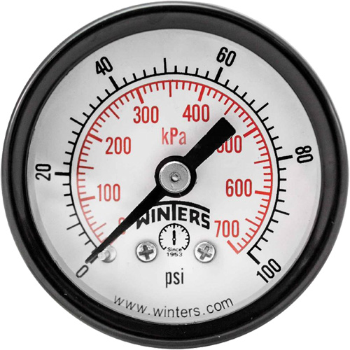 Manom&egrave;tre &eacute;conomique,  1-1/2", 0 - 100 psi, Fixation arri&egrave;re, Analogique Northern Industrial Supply Inc.