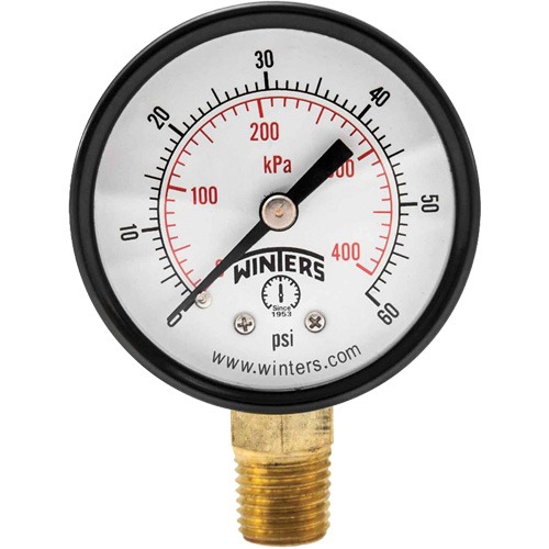 Manom&egrave;tre &eacute;conomique,  2", 0 - 60 psi, Fixation inf&eacute;rieure, Analogique Northern Industrial Supply Inc.