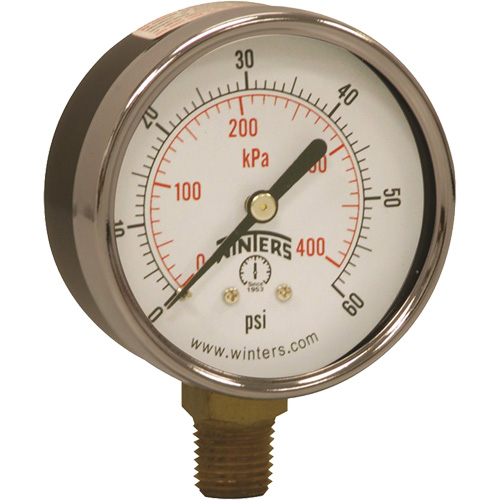 Manom&egrave;tre &eacute;conomique,  2-1/2", 0 - 60 psi, Fixation inf&eacute;rieure, Analogique Northern Industrial Supply Inc.