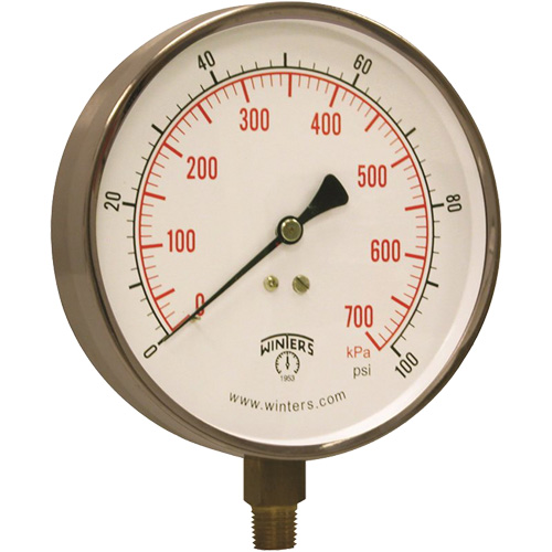 Manom&egrave;tre pour entrepreneur,  4-1/2", 0 - 100 psi, Fixation inf&eacute;rieure, Analogique Northern Industrial Supply Inc.