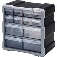Drawer Cabinet, Plastic, 12 Drawers, 10-1/2" x 6-1/4" x 10-1/4", Black Northern Industrial Supply Inc.