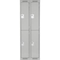 Clean Line Lockers, 2 -tier, Bank of 2, 24" x 18" x 72", Steel, Grey, Rivet (Assembled) Northern Industrial Supply Inc.