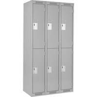 Clean Line Lockers, 2 -tier, Bank of 3, 36" x 18" x 72", Steel, Grey, Rivet (Assembled) Northern Industrial Supply Inc.