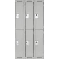 Clean Line Lockers, 2 -tier, Bank of 3, 36" x 18" x 72", Steel, Grey, Rivet (Assembled) Northern Industrial Supply Inc.