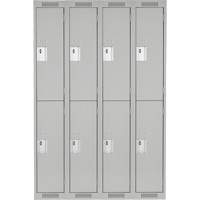 Clean Line Lockers, 2 -tier, Bank of 4, 48" x 18" x 72", Steel, Grey, Rivet (Assembled) Northern Industrial Supply Inc.