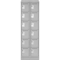 Clean Line Lockerette, 6 -tier, Bank of 2, 24" x 18" x 82", Steel, Grey, Rivet (Assembled) Northern Industrial Supply Inc.