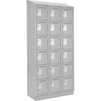 Clean Line Lockerette, 6 -tier, Bank of 3, 36" x 18" x 82", Steel, Grey, Rivet (Assembled) Northern Industrial Supply Inc.