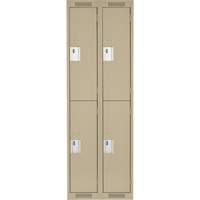 Clean Line Lockers, 2 -tier, Bank of 2, 24" x 18" x 72", Steel, Beige, Rivet (Assembled) Northern Industrial Supply Inc.