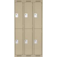 Clean Line Lockers, 2 -tier, Bank of 3, 36" x 18" x 72", Steel, Beige, Rivet (Assembled) Northern Industrial Supply Inc.