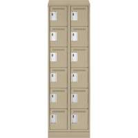 Clean Line Lockerette , 6 -tier, Bank of 2, 24" x 18" x 82", Steel, Beige, Rivet (Assembled) Northern Industrial Supply Inc.
