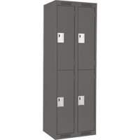 Clean Line Lockers, 2 -tier, Bank of 2, 24" x 18" x 72", Steel, Charcoal, Rivet (Assembled) Northern Industrial Supply Inc.